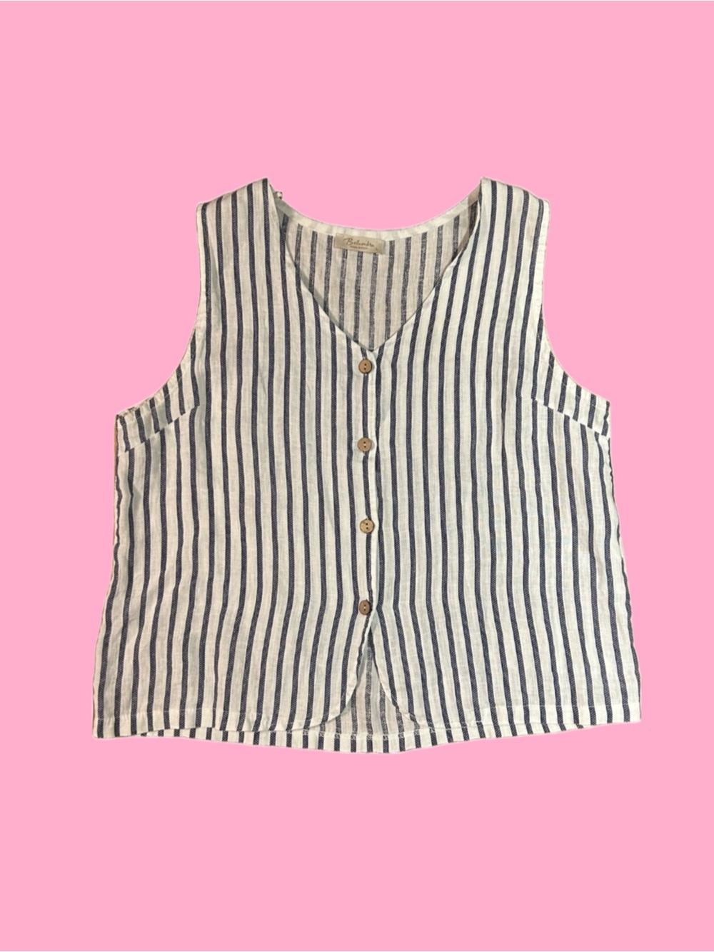 Striped Button-Front Tank Top - Navy & White